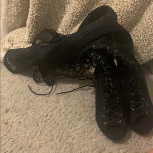 Black Sheer Knee Boots